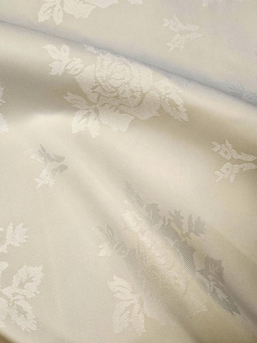 72" Wide Tablecloth 100% Polyester Solid Brocade Tone on Tone Cream Sold by The Yard