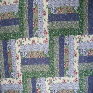 90" Cheater Quilt Top Log Cabin Navy