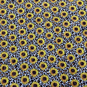 60" Liverpool/Bullet 96% Polyester/4% Lycra Sunflower with Cheetah