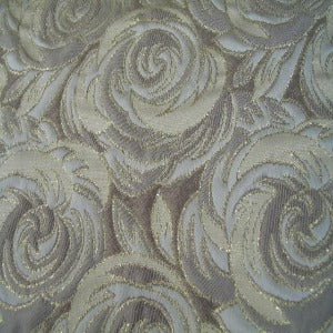 45" Brocade Floral Taupe with Gold Metallic