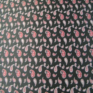 50" Brocade Paisley Black with Red and White
