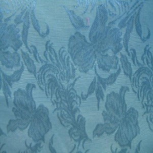 45" Cotton Brocade Floral Blue Aqua
