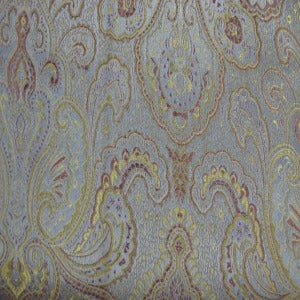 45" Satin Brocade Paisley Periwinkle with Burgundy and Gold