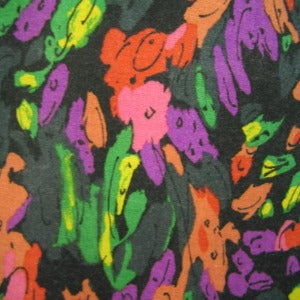 45" Challis/Rayon Mingled Black, Red, Green, Orange, Yellow