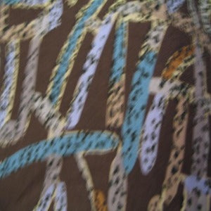 45" Challis/Rayon Mingled Brown, Beige, Lavender, Green