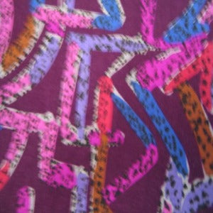 45" Challis/Rayon Mingled Wine, Pink, Red, Lavender