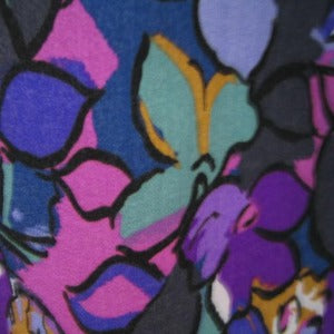 45" Challis/Rayon  Floral Purple, Green, Gold