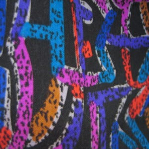 45" Challis/Rayon Mingled Black, Teal, Purple, Red