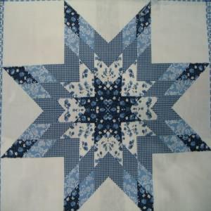 90" Cheater Quilt Top Starlast Blue Contents 50/50