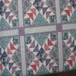 90"  Cheater Quilt Top Lilac Rose Design 15345