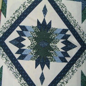 90" Cheater Quilt Top Bear Claw Navy