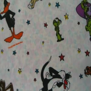 90" Cheater Quilt Top Looney Tunes Cartoon Bright Contents 50/50