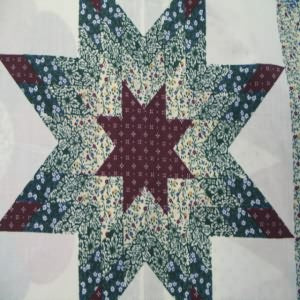 90" Cheater Quilt Top Calico Star Hunter and Burgundy Contents 50/50