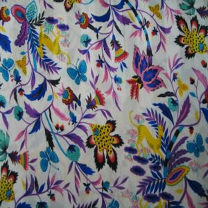 45" China Silk 100% Polyester Floral Multi with White Background