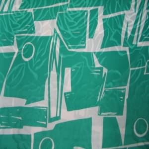 45" China Silk 100% Polyester Boxes Abstract Green and White