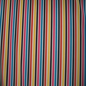 45" China Silk 100% Polyester Stripe Yellow, Turquoise, Orange, Pink and Black