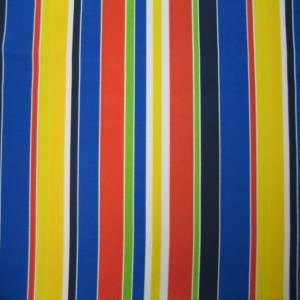 45" China Silk 100% Polyester Stripe Blue, Yellow, Green and Orange