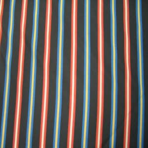 45" China Silk 100% Polyester Stripe Black, Red, Blue and Yellow