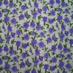 45" China Silk 100% Polyester Floral Purple with White Background