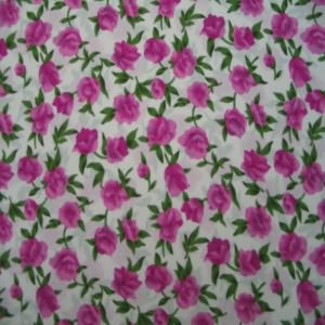 45" China Silk 100% Polyester Floral Hot Pink with White Background