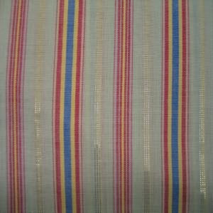 45" Stripe Sage, Blue, Red with Gold Metallic Thread Poly/Cotton