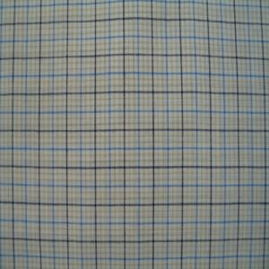 45" Check Tan, Black and Blue Poly/Cotton