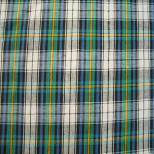 45" Plaid Black, White, Green, Yellow and Blue Poly/Cotton