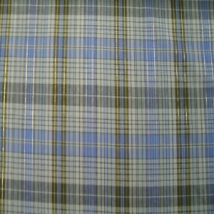45" Plaid Blue and Black with Gold Metallic Thread Poly/Cotton