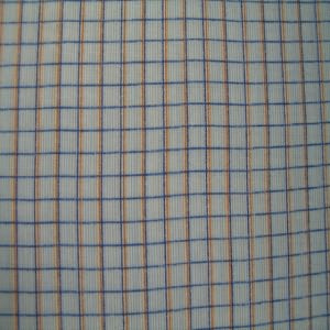 45" Check Dark Blue and Orange with Light Blue Background Poly/Cotton