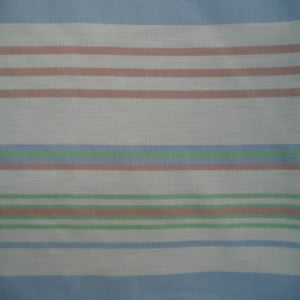 45" Stripe Bordered White, Rose, Green and Blue with Light Blue Background