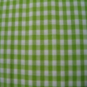 60" Gingham Check 1/8" White and Lime 65 Poly/35 Cotton