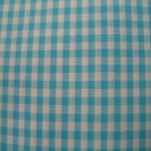 45" Gingham Check 1/8" White and Turquoise 65 Poly/35 Cotton