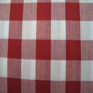 60" Gingham Check 1" White and Red 65 Poly/35 Cotton
