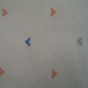 45" Embroidered Blue, Green and Orange with Ivory Background Poly/Cotton