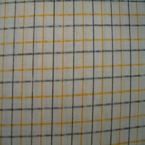 45" Plaid Cream, Black and Yellow Poly Cotton