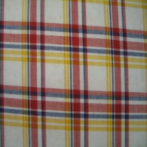 45" Plaid White, Red, Yellow and Navy Poly Cotton