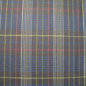 45" Plaid Navy, White, Red and Green with Gold Metallic Thread Poly Cotton