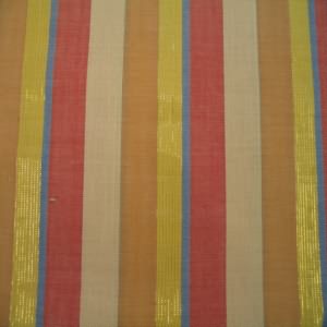 45" Stripe Tan, Gold, Red and Toffee with Gold Metallic Thread Poly Cotton