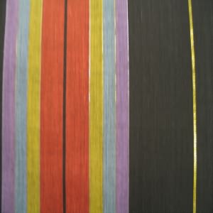45" Stripe Black, Gold-Green, Purple and Blue with Gold Metallic Thread Poly Cotton