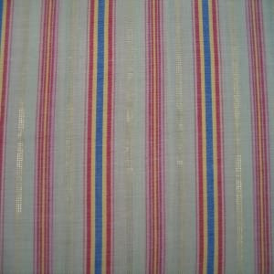 45" Stripe Sage, Red, Yellow and Blue with Gold Metallic Thread Poly Cotton