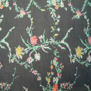 45" Floral Green, Red, Yellow with Black Background