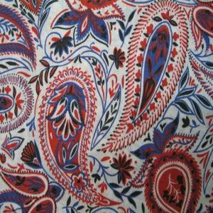 45" Paisley Red and Blue with White Background