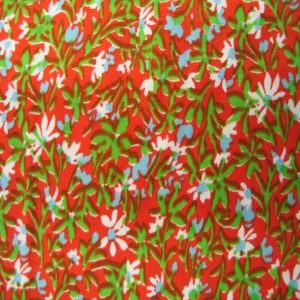 45" Floral Green, Blue and White with Red Background