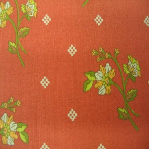 45" Floral Tan and Green with Red Background