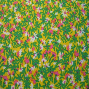 45" Floral Green and Pink with Yellow Background