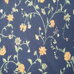 45" Floral Peach, Sage with Blue Background