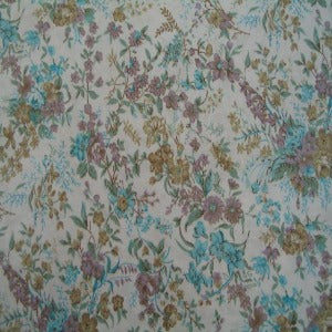 45" Floral Turquois, Lavender, Tan with White Background