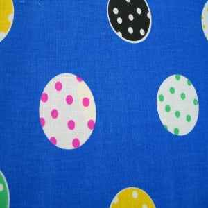 60" Polka Dot Multi with Blue Background