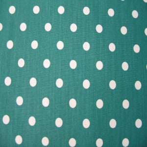 45" Polka Dot White with Blue Green Background