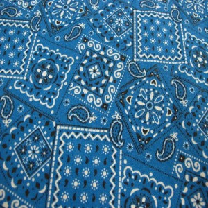 45" Wide Blazin Bandana Royal 100% Cotton Sold By The Yard